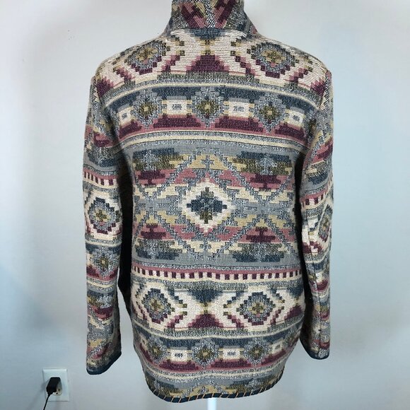 Heritage Tapestry Knit Jacket – Vintage-Inspired Artisan Weave - Picture 3 of 12